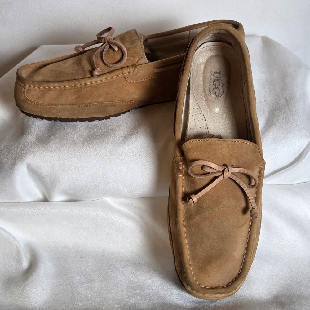UGG Australian Ozlana Mens Tan Suede Loafers Driving Mocs Size 10 - Picture 2 of 11